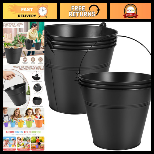 Pack black metal buckets - pack,